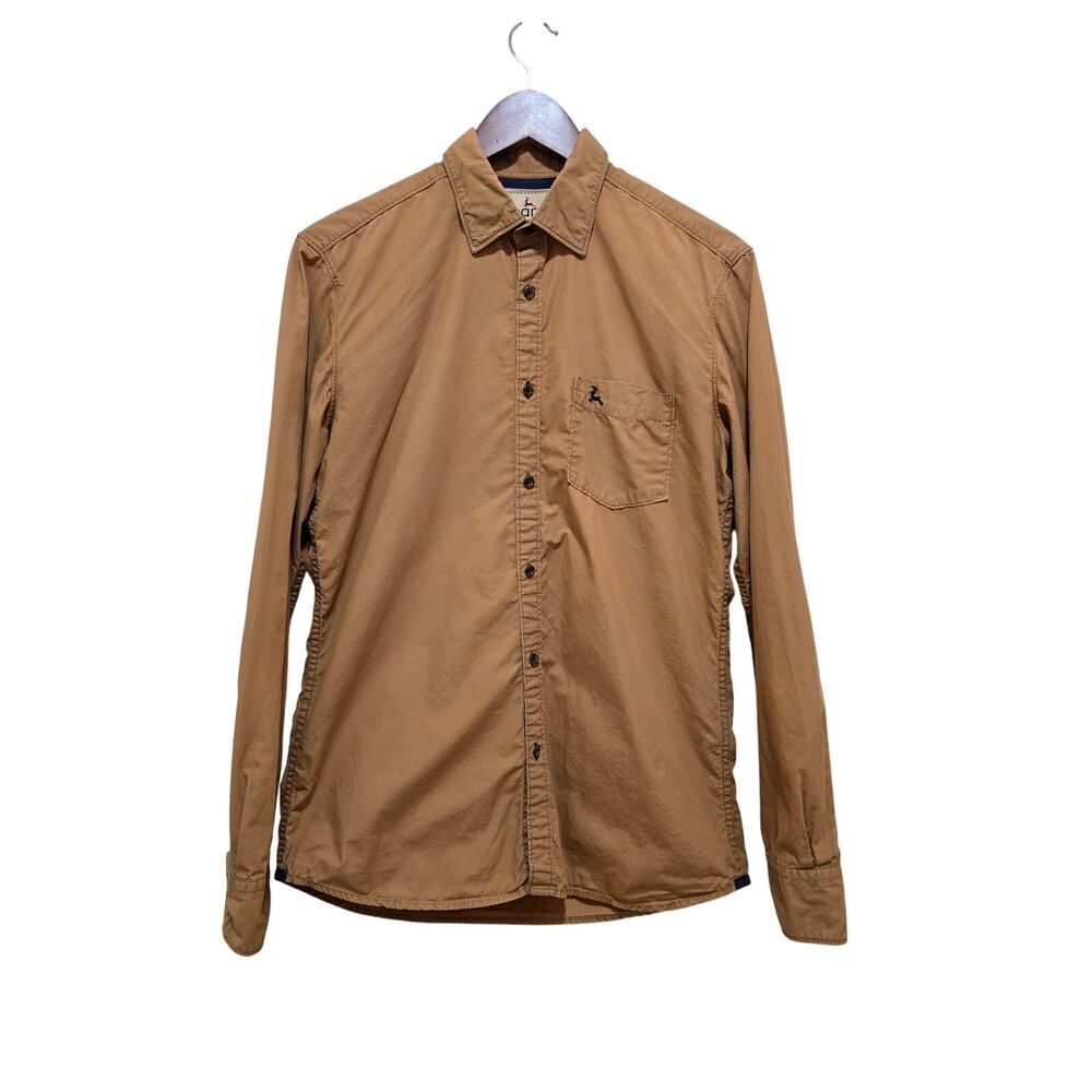 Parx Authentic Casual Khaki Button Down Shirt Slim Handcrafted Men's Size M (39)